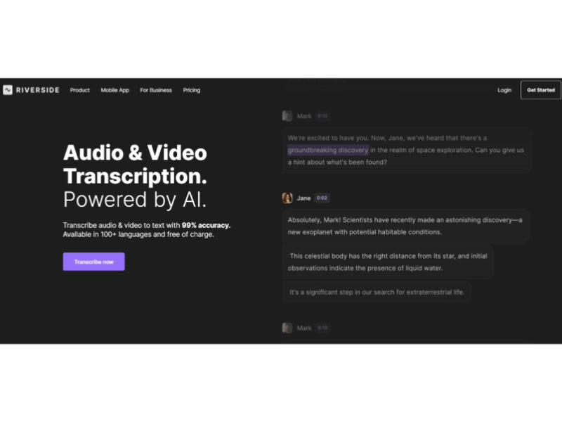 AI Transcription by Riverside