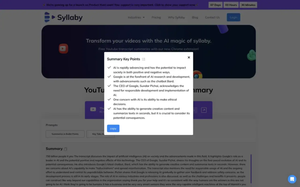 Youtube Summarizer - Syllaby